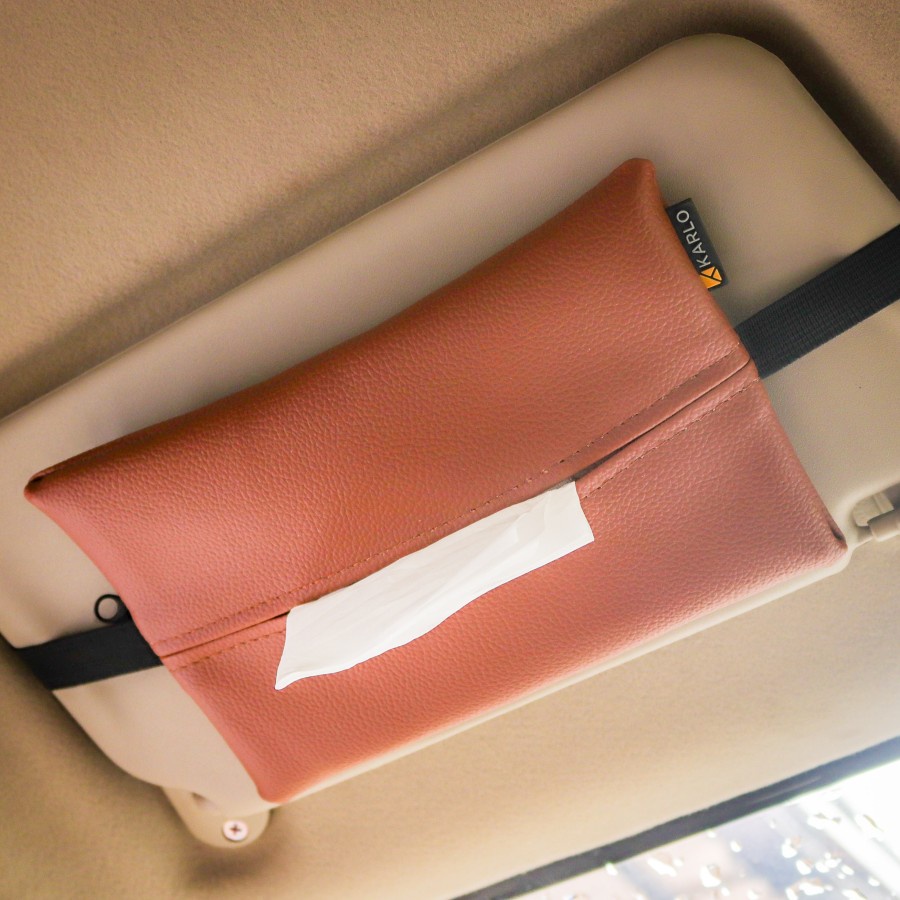 Karlo Tempat Tissue Tisu Mobil Premium Sun Visor Jok Basic Brown