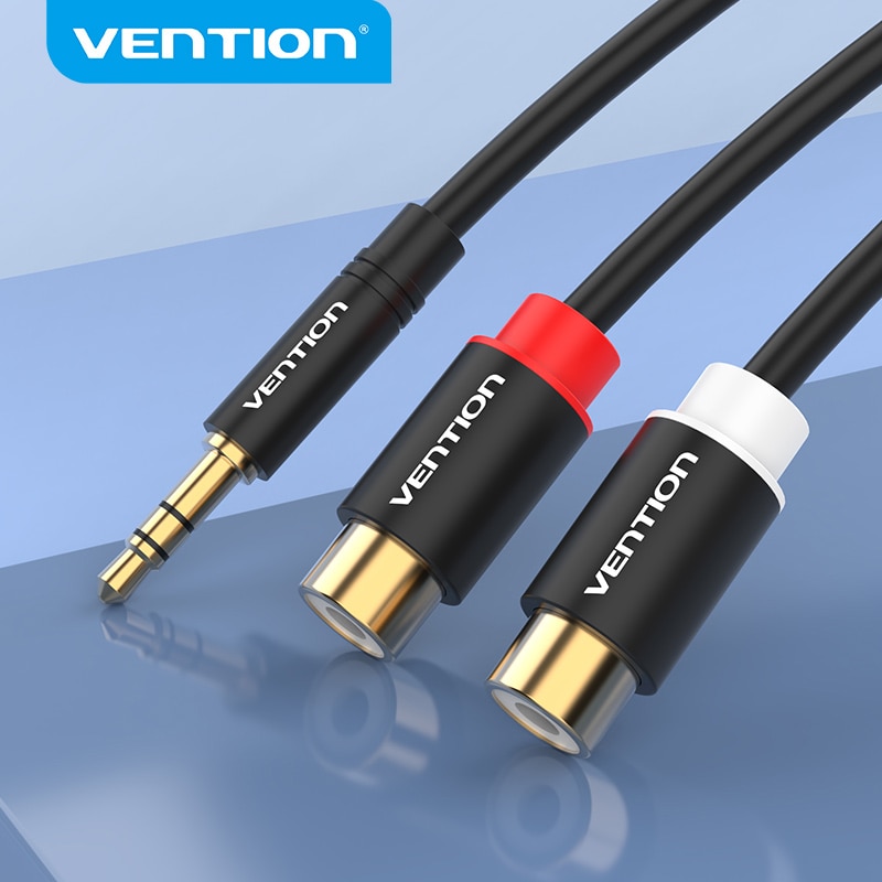 Vention Kabel Audio Jack 3.5mm Ke 2 Rca Male Ke 2rca Female Untuk Stereo Dvd Vcd Amplifier Home Theater