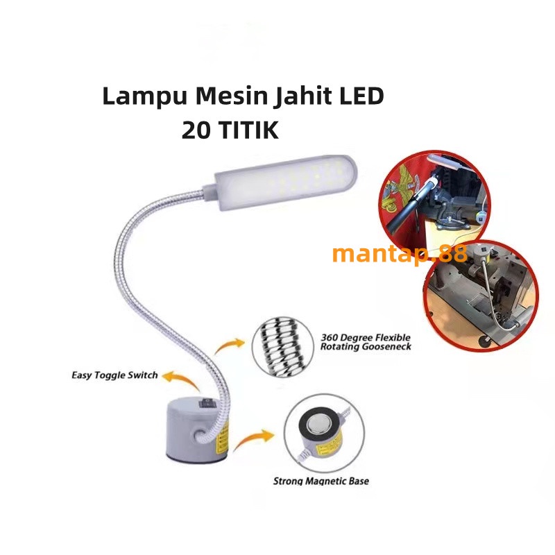 Lampu Mesin Jahit LED 20 Titik Dan 30 Titik magnet (PAKAI COLOKAN)