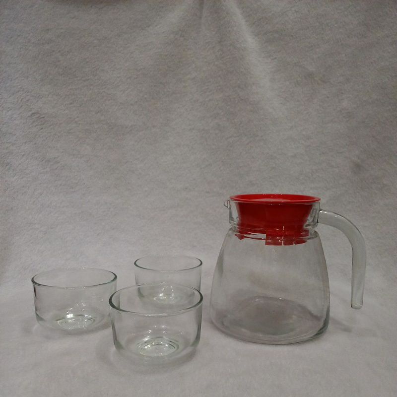 KIMGLASS PITCHER TEKO SET KACA ORLEANS ISI 4 PCS (1 TEKO + 3 GELAS) | TEKO KACA SET | TEKO BELING SE