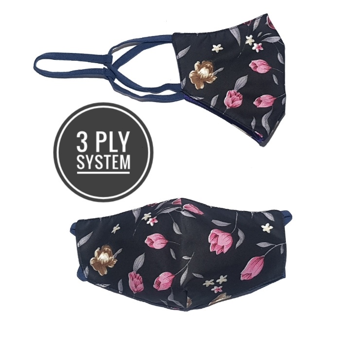 MASKER DEWASA MOTIF FLOWER MODEL DUCKBILL KAIN WAJAH PEREMPUAN LAKI LAKI COWOK BAHAN POLOS HIJAB KER