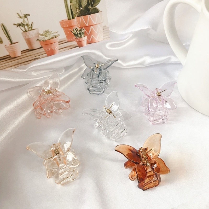 Candy Jewelry Fashion Butterfly Hairclips Korea Hair Claw Clip Transparent Hairpins for Women Ponytail Grab Clips Hair Accessories