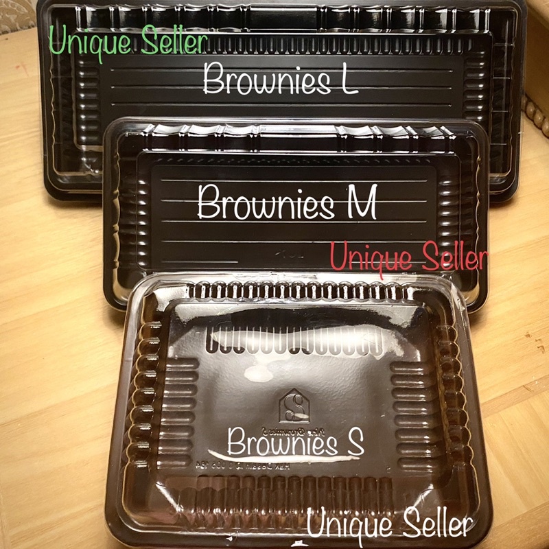 [25 pcs] Mika Brownies M LUX PET Sedang Medium Tanggung isi 25 pcs / Tray Mika Brownies Tanggung Sedang Medium / Tray Sushi Bento Mika LUX