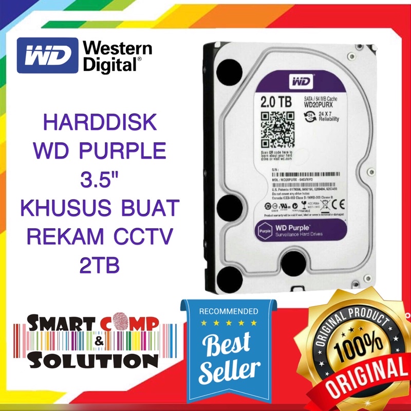 Harddisk (HDD) Internal CCTV WD Purple 3.5&quot; 2TB CCTV