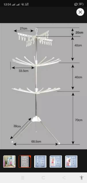 Stand Hanger Rak Gantungan Jemuran Pakaian Handuk 4 in 1