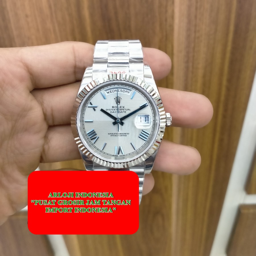Best Seller Jam Tangan Rolex Day Date Ice Blue Platinum Caliber 3255 President Garansi 1th