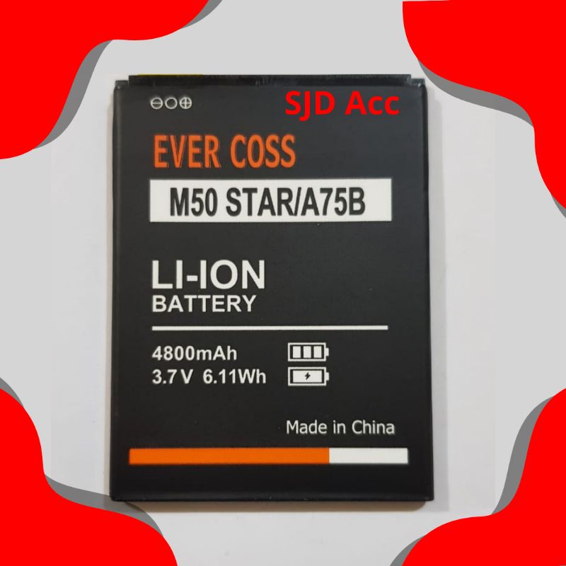 Baterai Battery Evercoss M50 Star/A75B Batere Batre Evercoss M50 Star baterai battery evercoss m50 s