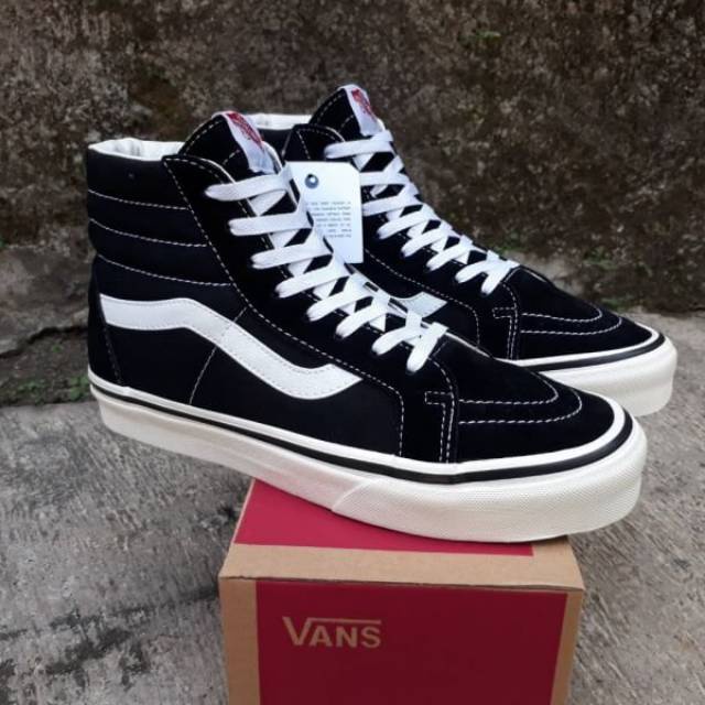 SEPATU SK8 HIGH BLACK WHITE PREMIUM FREE BOX