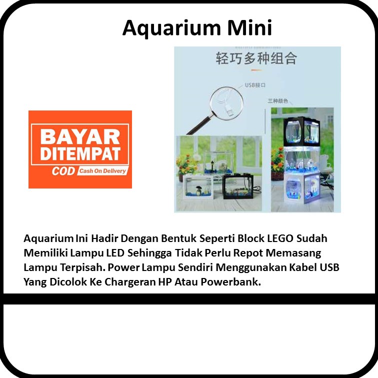 Topincn Aquarium Akuarium Mika Akrilik Acrylic Plastik Plastic Mini Kecil Unik Murah Hias Soliter Ta