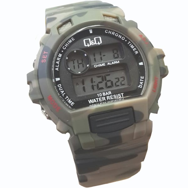 Q&Q M153J - Jam Tangan Sport Pria & Remaja Murah - Full Rubber - Digital Quartz - Anti Air -Original