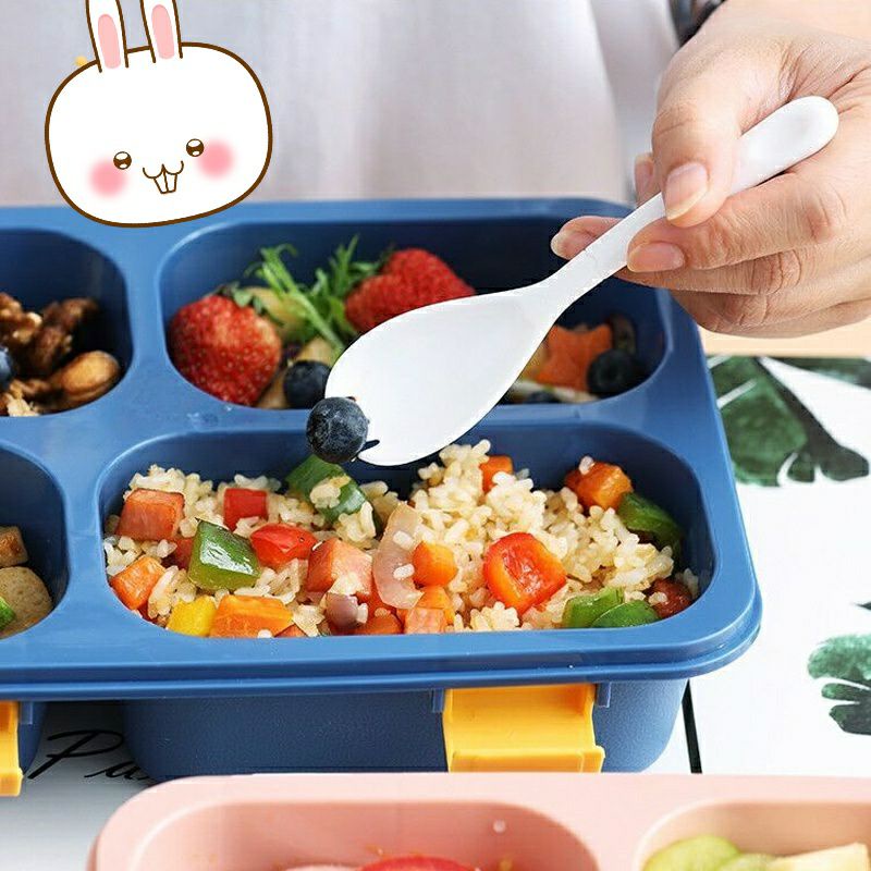 ~ PIYOSHI08 ~ Lunch Box 3 Dan 4 Grid Tempat Makan 1250ml / Kotak Bekal Anti Bocor Dengan Sekat (Oval) PD107