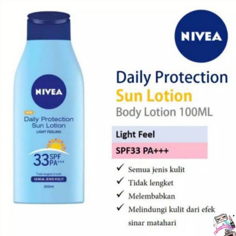 ☃️Cutezz_Ching1☃️Nivea Daily Protection Sun Lotion SPF33 (100ml)