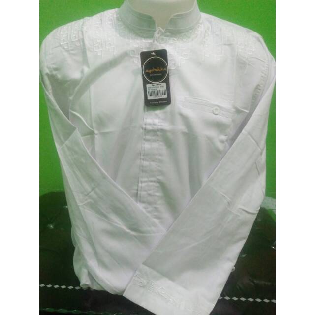 Baju Koko Putih Senada Bordir Lengan Panjang Syahdika Syamil