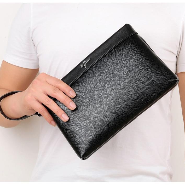 LPS Tas Tangan Dompet Bisnis Pria Cowok Business Clutch Kulit PU Leather Handbag Handphone HP Smartphone Kasual Model Elegan Casual Laki Laki Cewek Wanita Perempuan Pesta Original Murah Import Premium Baru Hitam Mewah Keren Korea Tali Gratis Mewah Gucci (