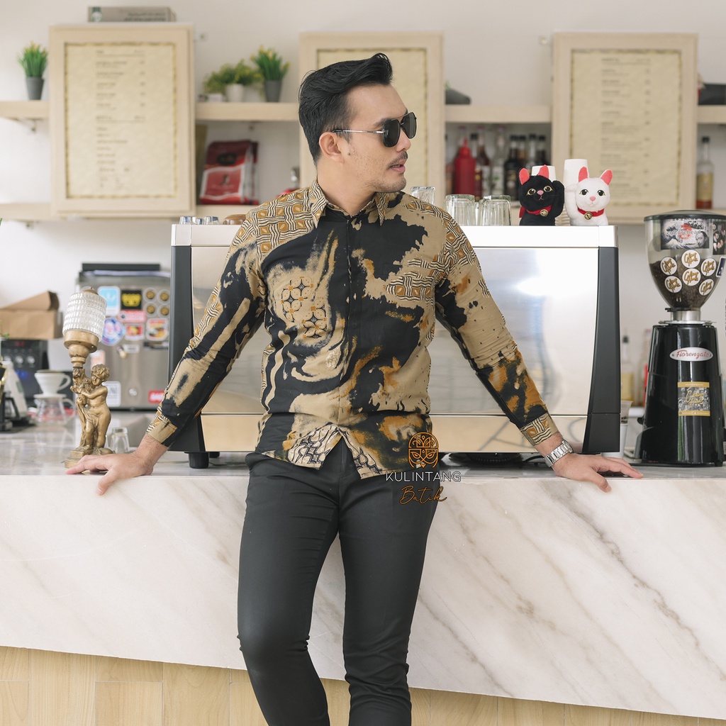 Kulintang Batik - Baju Kemeja Batik Slimfit Pria Bahan Katun Premium Lapis Furing Mewah Berkwalitas / Baju Batik Cowok Model Slimfit Terbaru 2022-Lengan Panjang