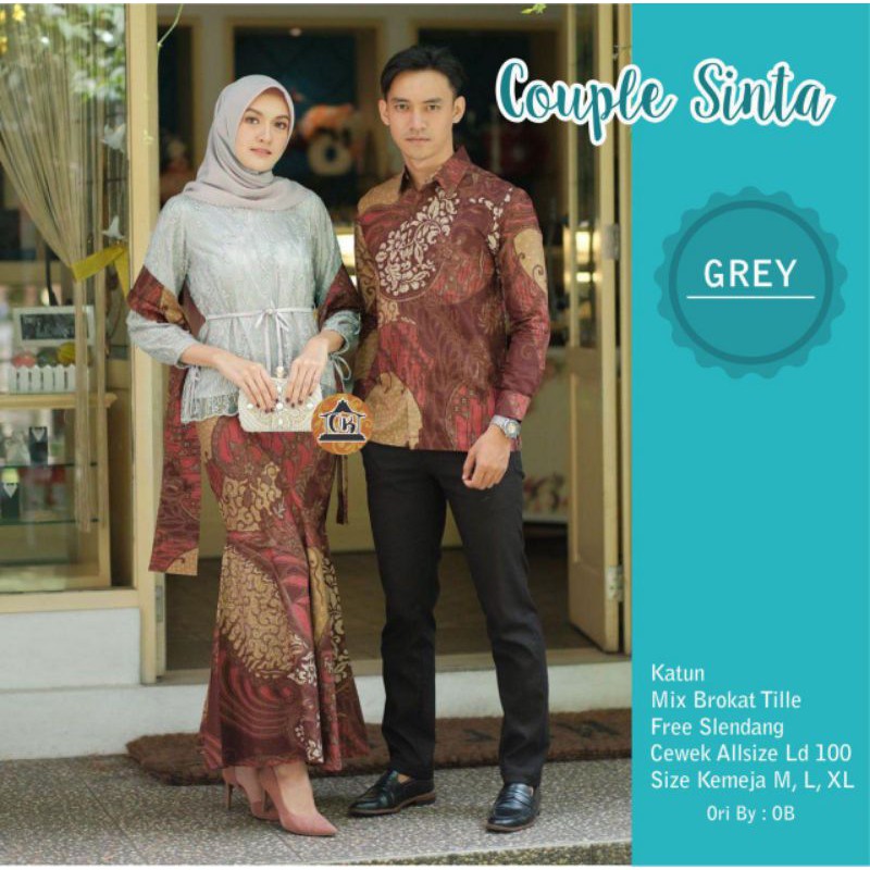 Couple dewasa batik brokat free selendang Sarimbit batik brokat