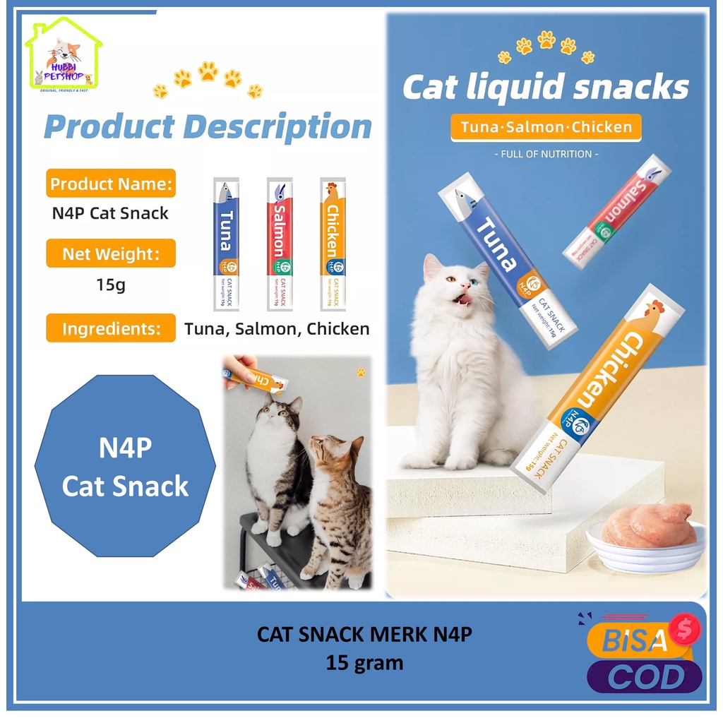 Snack Kucing N4P / Vitamin Kucing High Vitamin Creamy Cat Treat Cat Snack Cat Stick Cat food Makanan Cemilan Kucing basah