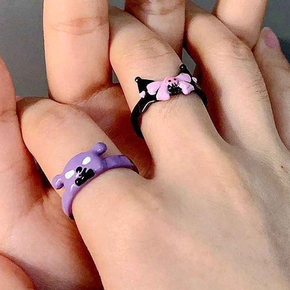 NEEDWAY Perempuan Cincin Terbuka Kawaii Jepang Lucu Baku Kartun Terbaik Fridends Couple Ring