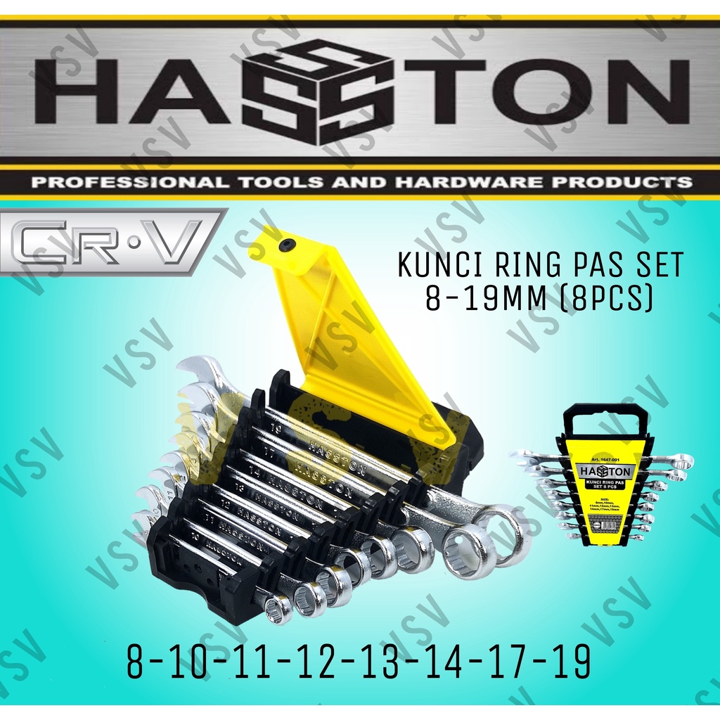 Hasston PROHEX Kunci ring pas set 8pc kunci ringpas set 8-19mm