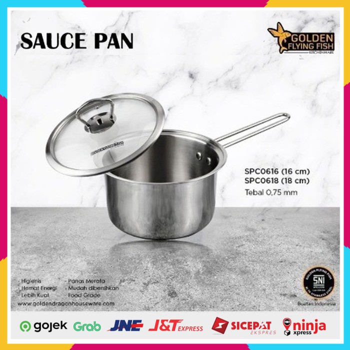 

Golden Flying Fish Sauce Pan 18cm SPC0618 Panci Susu Stainless