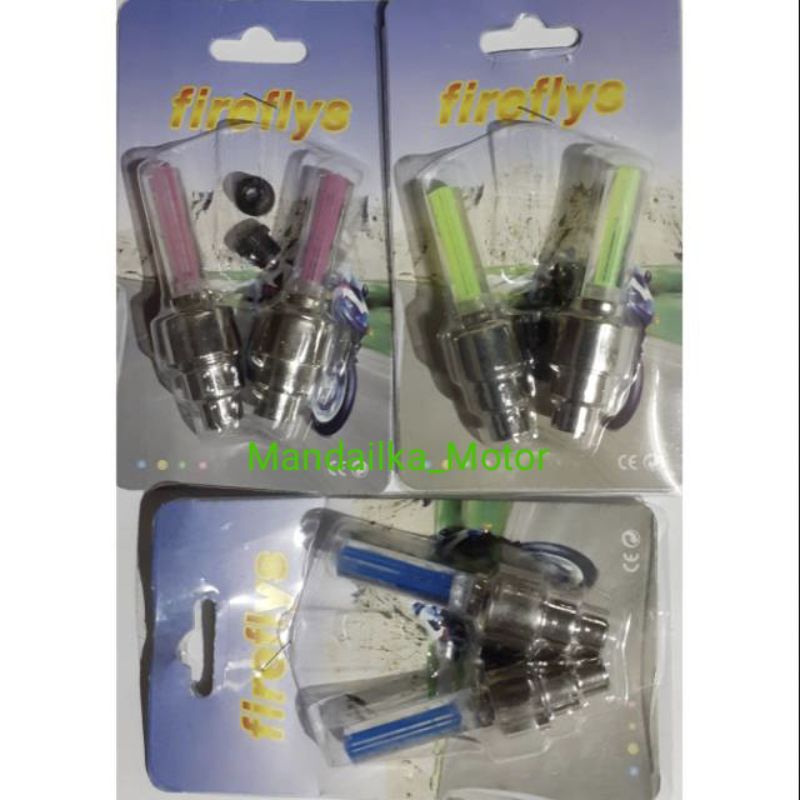 Sepasang tutup Pentil Stick stik LED ban mobil motor sepeda 2pcs