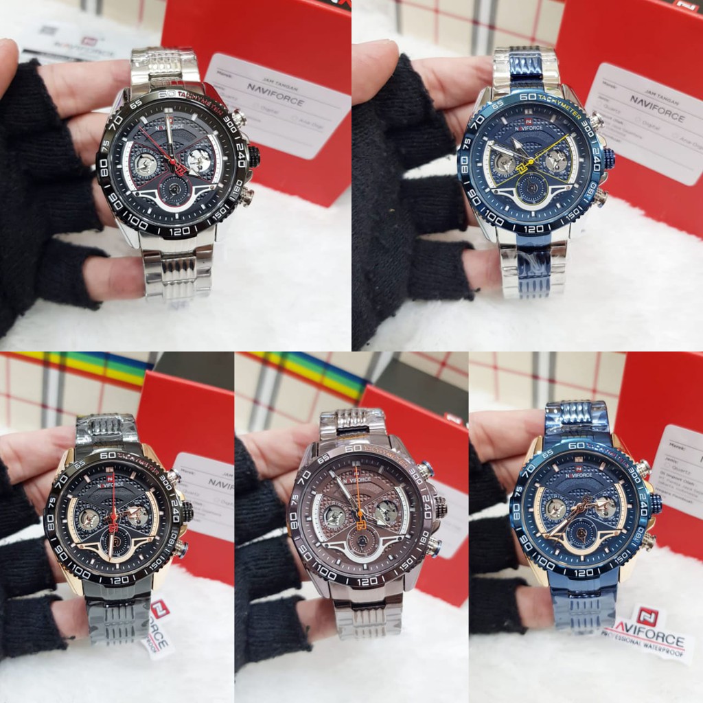 Jam Tangan NAVIFORCE NF.9185 Tali Stainless Mesin Baterai Original Include Box Original