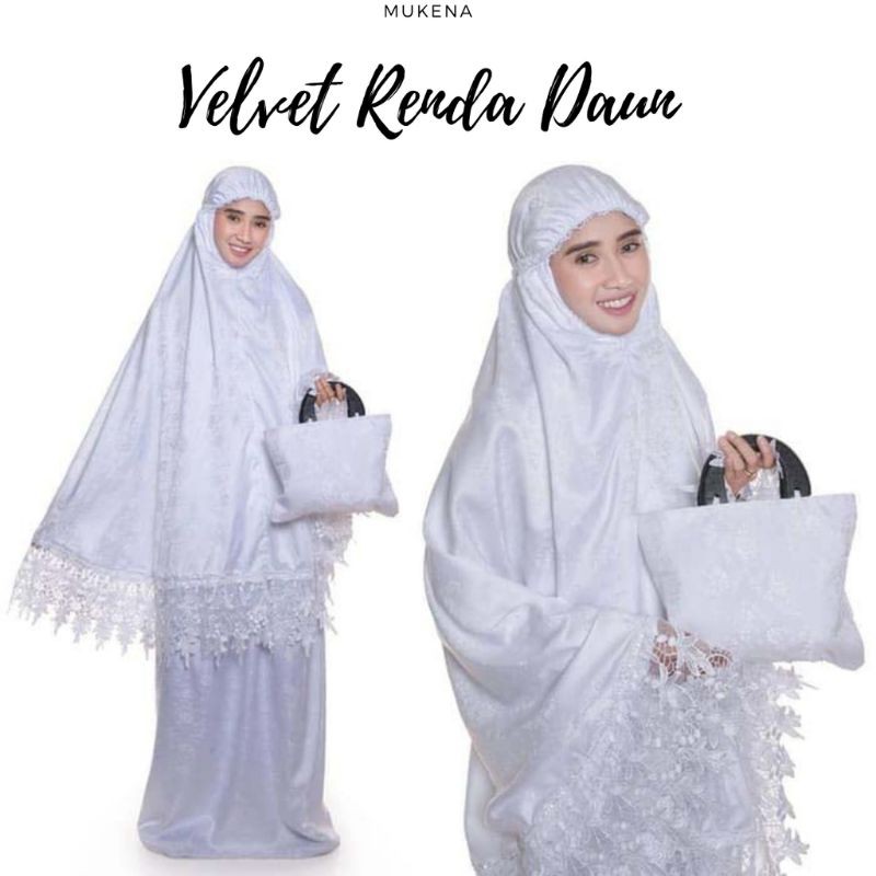 mukena velvet renda daun jumbo