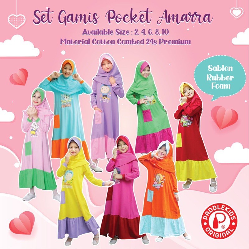 SET GAMIS POCKET AMARRA PADDLE KIDS | GAMIS PADDLEKIDS 2-10 tahun nablfashion