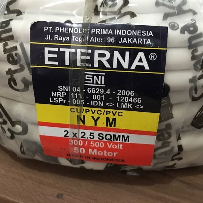 Kabel Eterna 2x2.5 NYM Per Meter Meteran Eceran Potongan Kabel Listrik