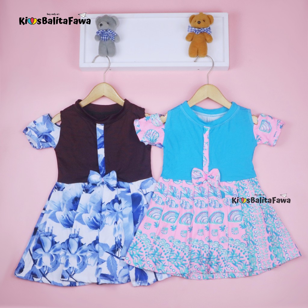 Dress Sabrina 1-2 Tahun / Baju Balita Cewek Dres Pesta Anak Perempuan Murah Lengan Fashion Kids