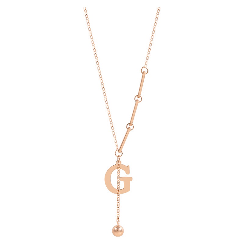 Trendy G Huruf Molor Liontin Titanium Steel 18K Rose Gold Kalung