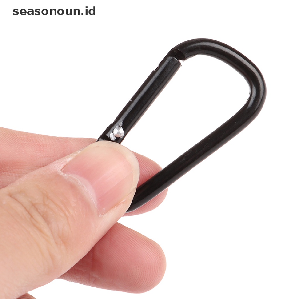 10 Pcs Gantungan Kunci Carabiner Bentuk D Bahan Aluminum Alloy Warna Hitam