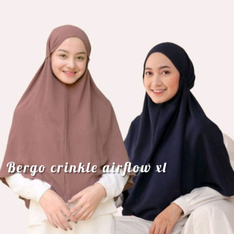 Hijab Khimar Bergo Instan Crinkle Airflow | Bergo Crinkle Airflow Jumbo XL