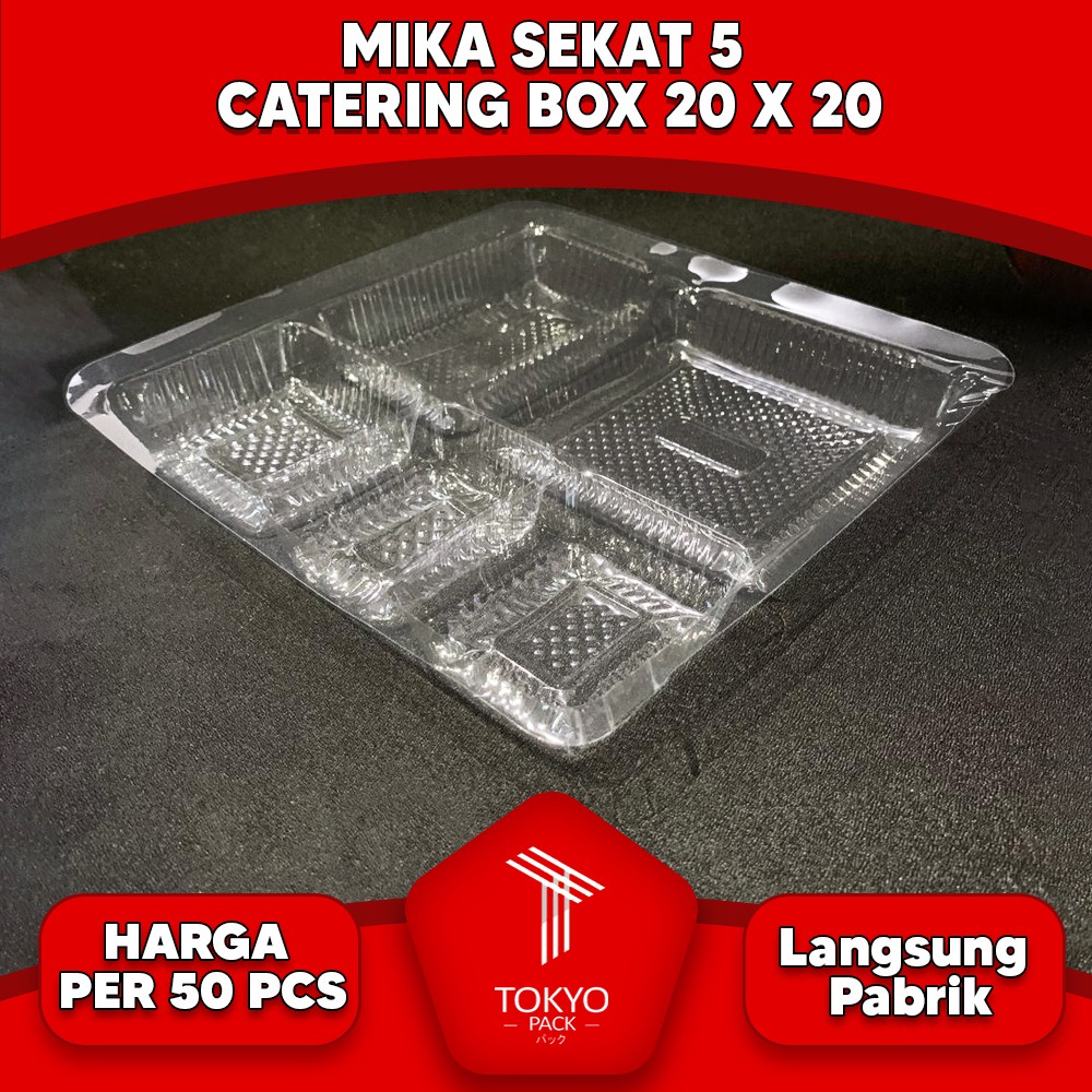 MIKA PLASTIK SEKAT 5 BOX NASI KATERING 20 / MIKA SEKAT 5 / 1 SET ISI 50 PCS PREMIUM