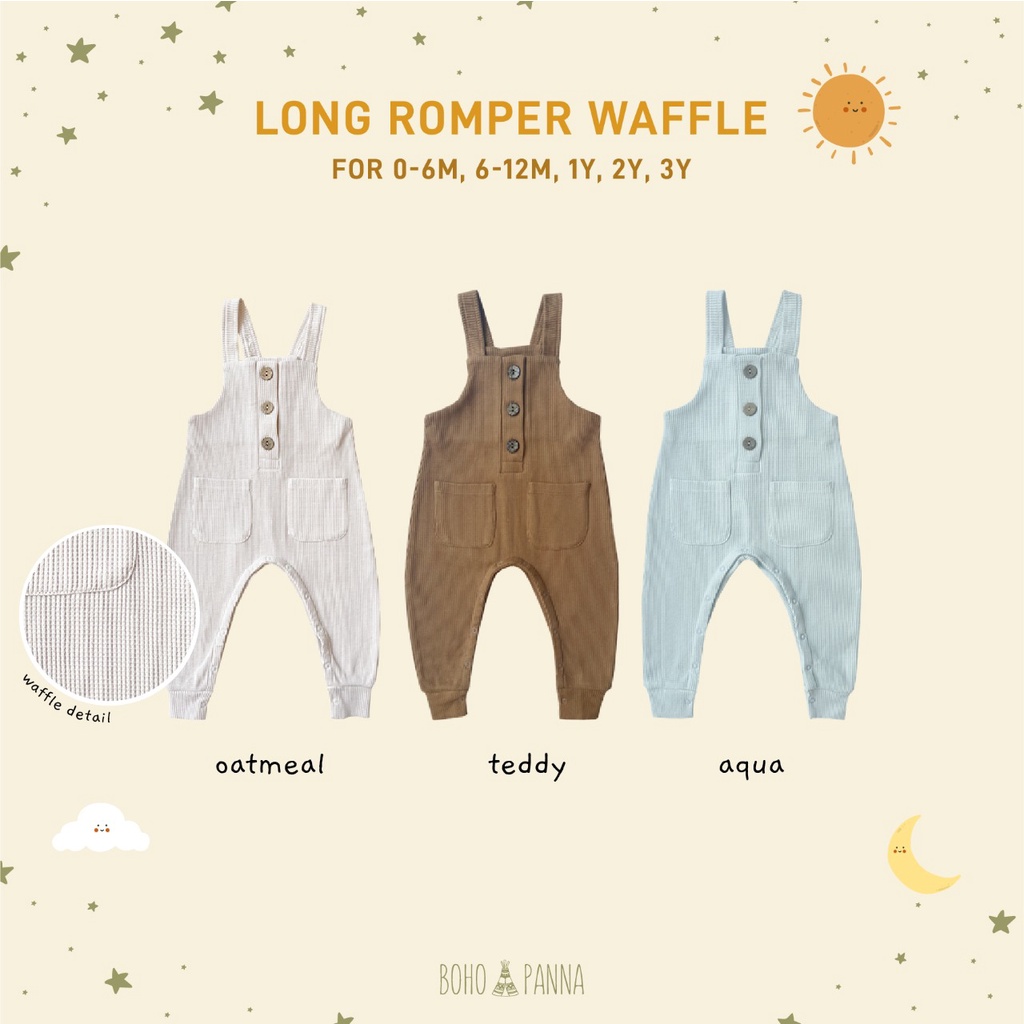 BOHOPANNA 0-3 Tahun Long Romper / Aiden Romper Waffle Jumper Bayi