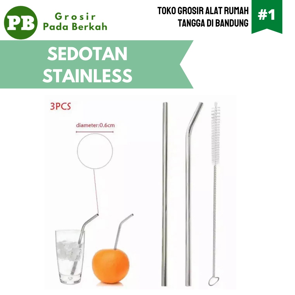 Sedotan Stainless Steel Reusable Straw Sedotan Souvenir Set - Silver