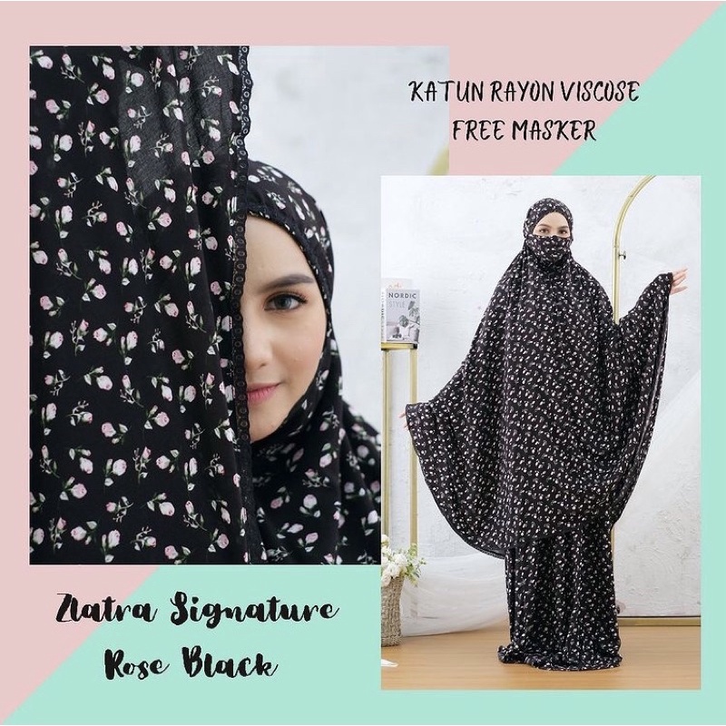 Mukena Travel Zlatra Signature Rose Black