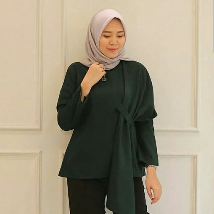 Albertina Blouse Army Baju Muslim Wanita Blouse Muslim Terbaru