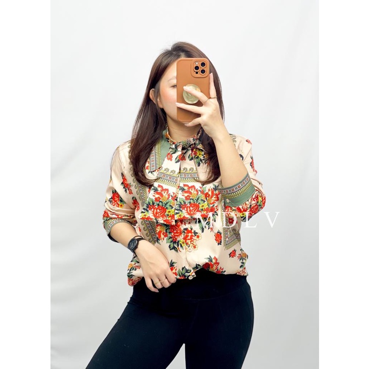 MDLV ~ 6353 Magazira Bowtie Shirt Blouse Korea Blouse Premium Blouse Terbaru Blouse cewek Kemeja Premium Fashion Import