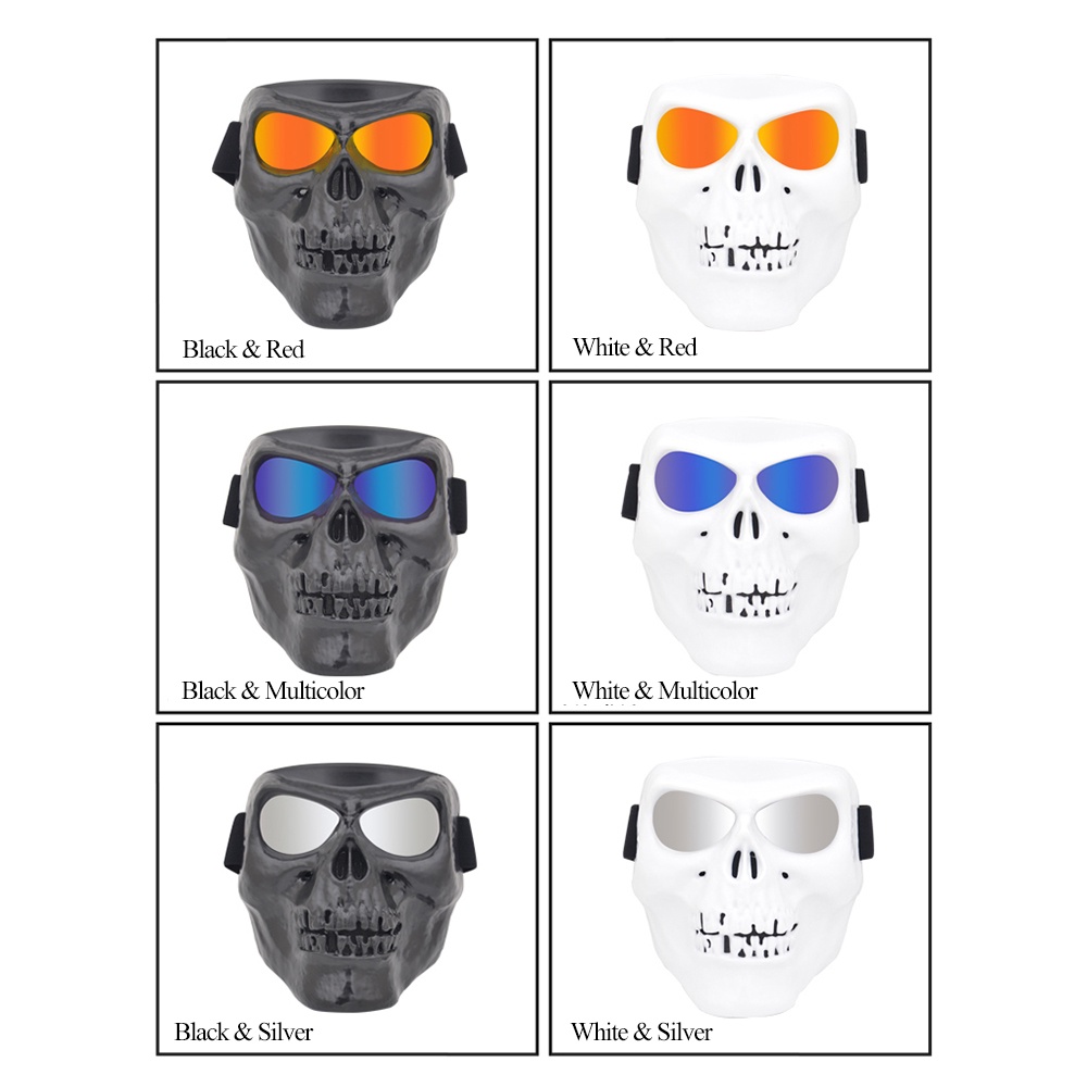 HEONYIRRY Masker Motor Topeng Airsoft Gun Full Face Model Tengkorak Skull Ghost Raider - MT009