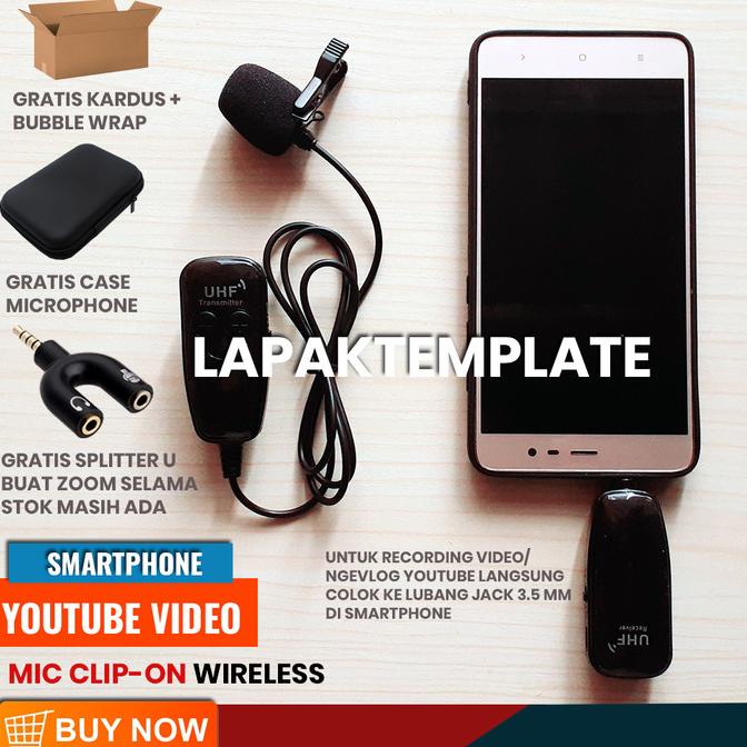 READY COD ORIGINAL Microphone Mic Clip On Wireless 2.4G Prank Vlog Untuk Smartphone HP