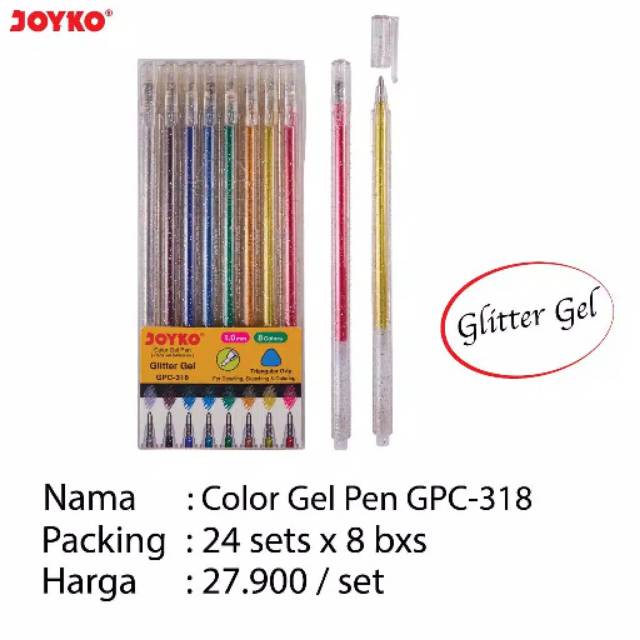 

GEL PEN GPC - 318 Glitter Gel Joyko ( 8 Warna )