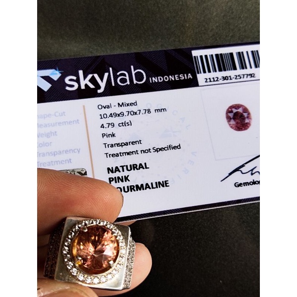 batu permata ring perak pink tourmaline 4.95 ct