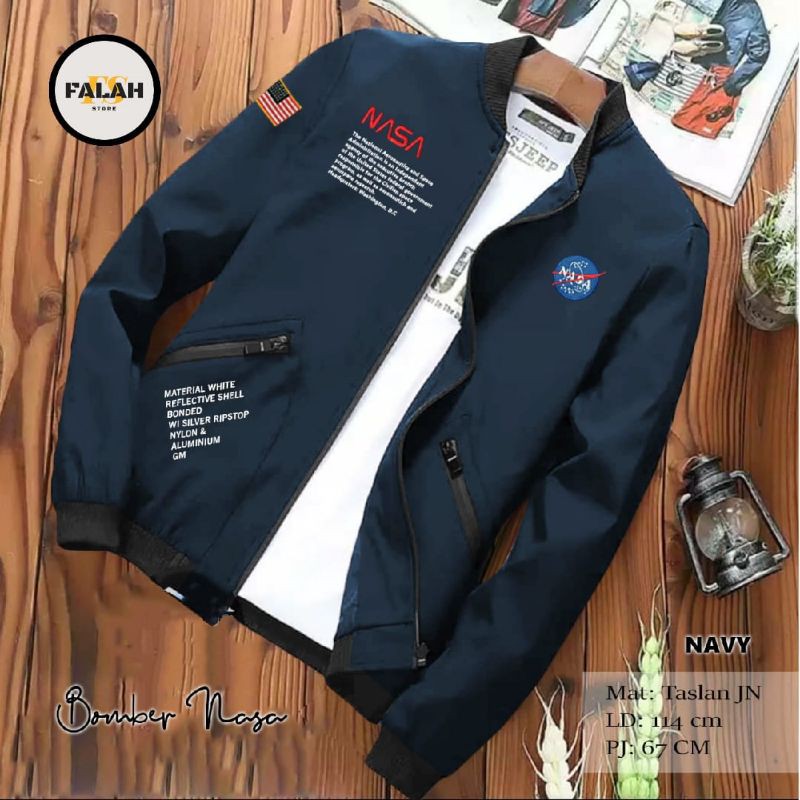 Jaket Bomber NASA Jaket Pria Outer Pria Penghangat Tubuh Pria Jamper Pria Zipp Pria