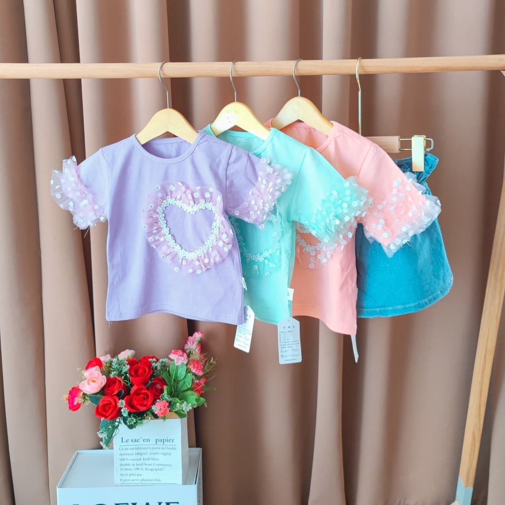 Promo !! Setelan anak import trendy / setelan furing floria hand ukuran 1-4tahun / Setelan baju anak cewek