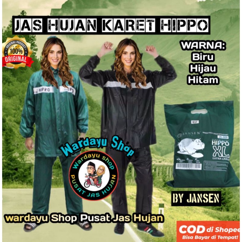 Jas Hujan HIPPO JS929 JANSEN XL Karet Setelan Jaket Celana Pria Wanita Dewasa TERMURAH / Mantel Hujan Jumbo Tebal Kuat Cewek Cowok Terbaik Murah Berkualitas / Raincoat Remaja Terlaris Baju Celana Tebal Terbaru Harga Grosir