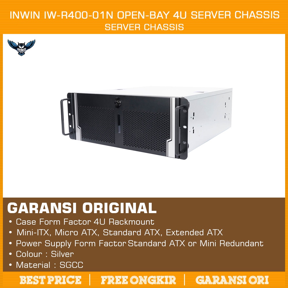 InWin IW-R400-01N Open-Bay 4U Server Chassis + PSU 600W Bronze