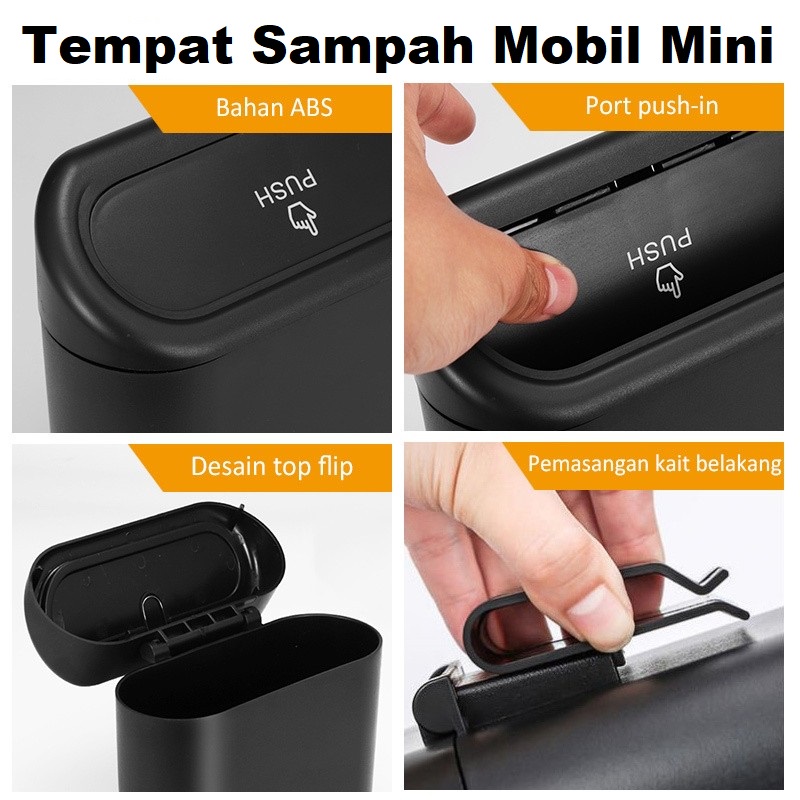 Kotak Tempat Tong Sampah Mobil Car Trash Can Garbage Bin Storage Box Gantung Pintu dan Jok Penyimpanan