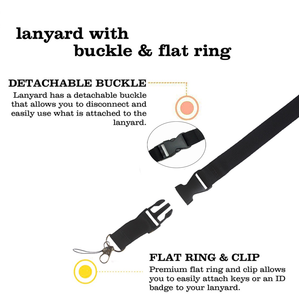 (5 Warna) Tali Lanyard Leher Bahan Nilon Anti Jatuh Untuk Gantungan Kunci / Kamera / Kartu ID / Handphone