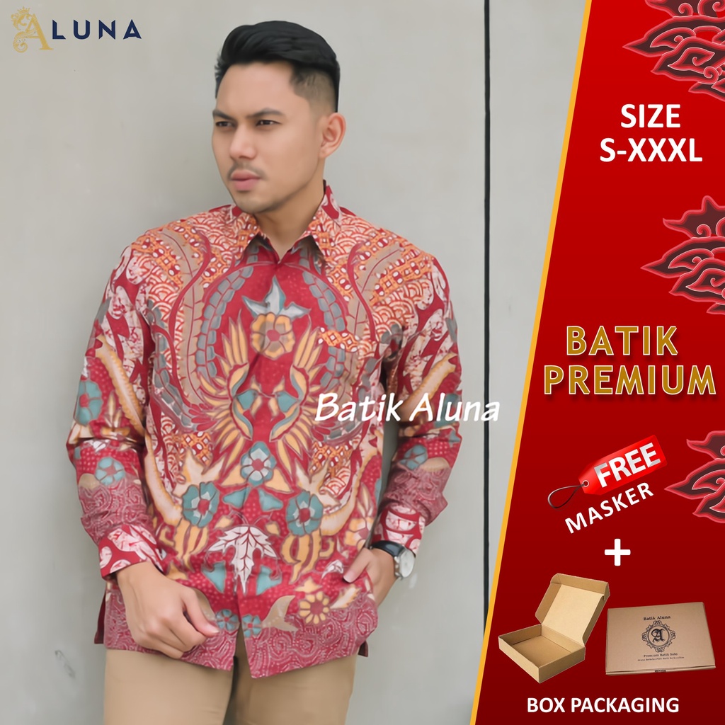 BATIK SOLO PREMIUM PRIA MOTIF KOMBINASI LENGAN PANJANG REGULAR FULL FURING KATUN PRINT ALUNA PCW 117